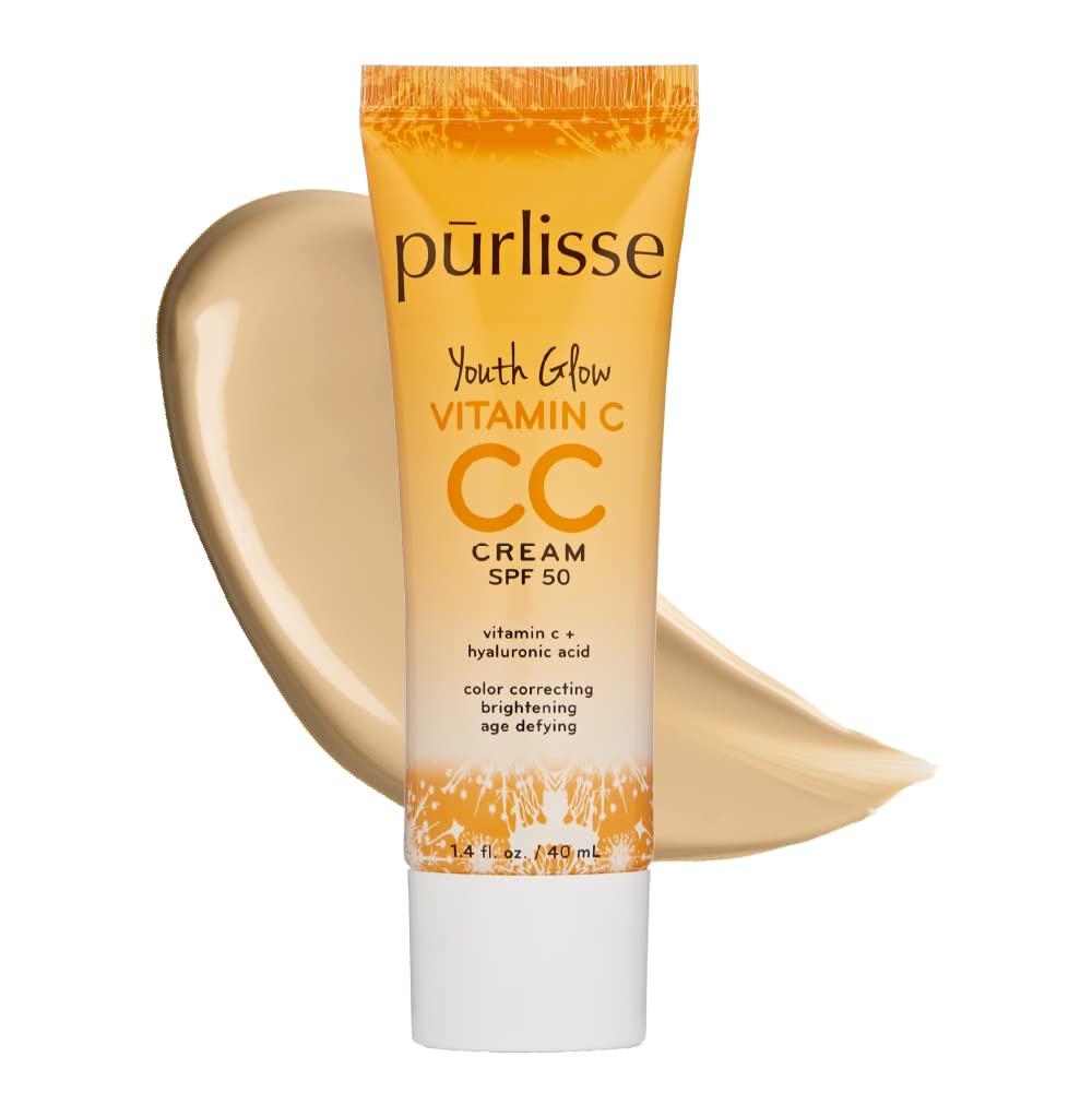 prlisse Youth Glow Vitamin C CC Cream with SPF 50 - Color Corrector Enriched with Sea Buckthorn, Vitamin C & Hyaluronic Acid - Boosts Radiance & Youthfulness - Paraben-Free - Light Medium (1.4 oz)