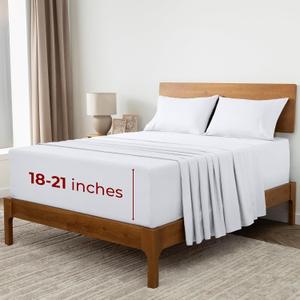 Mellanni Extra Deep King Sheets - 4 PC Iconic Collection Bedding - Hotel Luxury, Ultra Soft, Cooling Bed Sheets - Wrinkle, Fade, Stain Resistant (King, White), King - Extra Deep Pocket