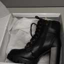 DREAM PAIRS Women's Lace up Combat Ankle Boots High Chunky Heel Fashion Heeled Booties Shoes, Size 7, BLACK, SCANDL