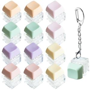 12 Pcs Macaron Keyboard Fidget Toy, Keyboard Fidget Keychain Macaron Keyboard Decompression Button Finger Clicker Toys, Button Stress Relief Fidget Gifts to Relief Stress (12), Pack of 2