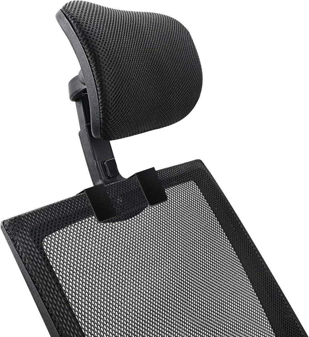 Office Chair Mesh Headrest Attachment Universal, Adjustable & Detachable Ergonomic Neck Support Cushion Clip On, Breathable Mesh Head Pillow Detachable (Sponge, Black)