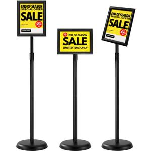 sign holder stand, floor standing sign poster stand for display, heavy duty pedestal signage stand for diplay menu advertising (Black, 8.511)
