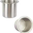 2Pcs Drop-in Cup Holder,304 Stainless Steel Automotive Cup Holders,3.3inch Silver Poker Table Drink Holder Dining Table Cinema Sofa Yacht Boats Cars Touring RV Car Drop-in Drink Cup Holder