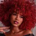 Afro Wig 14Inch Afro WIgs for Black Women 70s Afro Kinky Curly Wig Bouncy Huge Fluffy Puff Wigs Synthetic Hair for Cosplay Daily and Party (Burgundy)