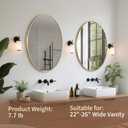 Gold Oval Mirror for Bathroom, 20x28 Inch Oval Bathroom Mirror with Brushed Metal Frame, Wall Mounted Decorative Vanity Mirror for Bathroom, Living Room, Entryway