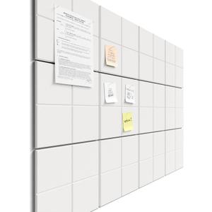 Bumusty Large Felt Bulletin Board, 48" x 36" Cork Board Alternative, 12-Pack Wall Tiles with 4-Compartment Design, 30 Push Pins, 70 Adhesive Tabs, Ideal for Office & Home Decor, Milky White