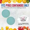 Replacement Lids fits Pyrex 6 & 7-Cup Glass Food Storage Container Bowls, 7.5-Inch Plastic Round Lids Covers for Pyrex 7402-PC, Airtight & Leakproof (2-Pack, Turquoise)