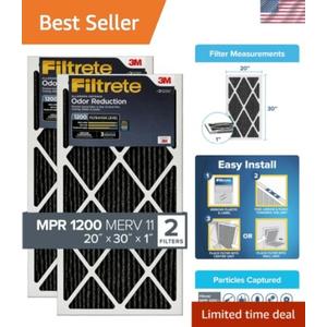 20x30x1 Air Filters - MPR 1200 MERV 11 with Odor Reduction, 2 Filters