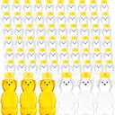 Thenshop 60 Pcs Plastic Bear Honey Bottle Jars Bulk 12 oz Honey Squeeze Bottle Empty with Flip Top Lid Containers Honey Bear Bear Juice Bottle Drinking Cup Yellow Flap Caps for Storing Dispensing