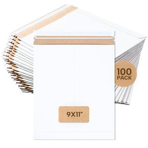 BOX USA Rigid Mailers 9" x 11" (100-Pack) - Cardboard Mailer Envelopes for Photos, Important Documents, Certificates - Stay Flat, 9x11 1/2" 100-Pk