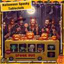 Peryiter 5.5 Ft Halloween Ghost Bus Theme Boo Party Spooky Bus Washable Fabric Polyester Rectangular Tablecloth Protector for Halloween Party Decoration