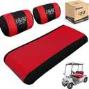 10L0L Golf Cart Seat Covers for Yamaha G2 G8 G9 G16 G19 G22 & Club Car DS Pre-2000 EZGO Marathon, Front Seat Cover, Washable Breathable Polyester Mesh Cloth, Warm in Winter & Cool in Summer (Black/Red)
