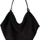 Vintage Suede Shoulder Bags for Women Large Bucket Tote Purse Handbags Slouchy Commuter Underarm Satchel 2025 (Black)