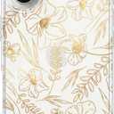 LONLI Hue for iPhone 17 Case - Golden Floral Shockproof Phone Cover - [Shock-Absorbent Bumper] - Elegant, Unique and Aesthetic for Women and Girls for Women and Girls