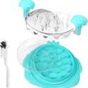 Chicken Shaped Chicken Shredder with Separate Plate -11 Inches Large Meat Shredder Tool Twist with Cleaning Brush, Visible Shredded Chicken Tool, Ergonomic Handle, Dishwasher Safe, Transparent Blue