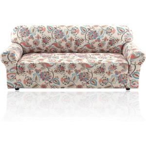 PrinceDeco Floral Couch Covers for 3 Cushion Couch Sofa, Colorful Flower Pattern, Stretch 1 Pieces Sofa Slip Covers for Sofas/Couches Sofa Covers Washable Protector for Kids, Pets Friendly