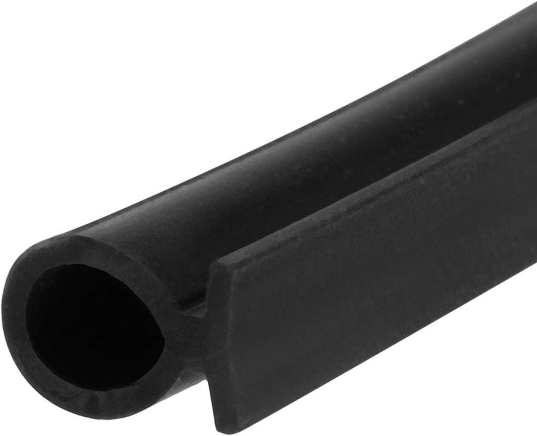 METALLIXITY Bulb Type Window Weatherstrip (7mmx5Meter) 1Pcs, Silicone T-Slot Mount Seal Strips Fits 6mm - for Home Door Window, Black