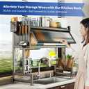 Hdrriozu Over the Sink Dish Drainer Drying Rack 3 Tier Over Sink Dish rack for a Tidy Kitchen Sink Shelf Organized Space-Saving Dish Rack with Cover for Dishes, Glasses, Bowls, and Cutlery
