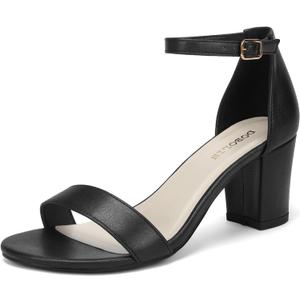 Women's Heeled Sandals Open Toe Ankle Strap 2.5-Inch Chunky Heels Dress Shoes Wide Feet Friendly, Size 41