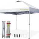 Anytee-10x10 Pop Up Canopy Tent, Easy Up Waterproof Outdoor Canopy with Wheeled Bag, Sun Shade for Patio, Backyard, Parties, Camping-White Ventilated