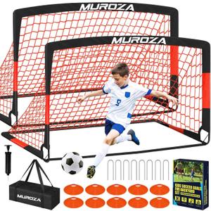 Soccer Goal, Kids Soccer Goals for Backyard Set, 2 Pack of Portable Pop Up Soccer Net with Soccer Ball, Cones, Complete Training Equipment for Youth, Toddler Outdoor Sports Games