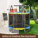 60" Trampoline for Kids, 5FT Mini Indoor and Outdoor Toddler Trampoline with Net, Adjustable Gymnastics Bar & Toys, Birthday Gift for Boy & Girl Age 1-8