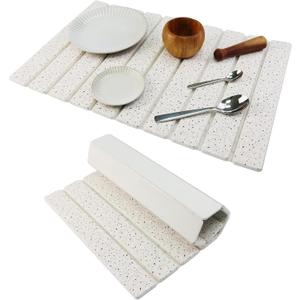 Large Stone Drying Mat for Kitchen Counter Diatomaceous Earth Collapsible 24L*16WSuper Heat Resistant Mats, Quick Absorbent Dish Drying RackSpotted pattern (23.6" x 15.4")