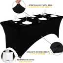 Smiry 2 Pack Spandex Table Cloth 6FT, Elastic Fitted Stretch Tablecloths, Washable and Wrinkle Free Rectangular Patio Table Cover for Outdoor, Wedding, Banquet & Parties (Black, 72Lx30Wx30H Inch)