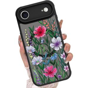 OOK Designed for iPhone Air Case Cute Flower Floral Design for Girls Women Compatible with Magsafe Soft TPU Camera Lens Protective Phone Magnetic Cover Compatible with iPhone Air 6.5 Inch