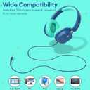 2 Pack Kids Headphones with Sharing Splitter, Stereo Sound Over-Ear Wired Headphones for Kids, Comfortable Fit, Foldable,Tangle-Free 3.5mm Jack Heaphones for School Tablet/Laptop/Computer