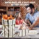 2 x Reusable Bread Bags for Homemade Bread with Proofing Bowl Cover Set, BPA-Free TPU Lining for Sourdough Loaf, Freezer Bread Storage Bag (Gray-green stripes)