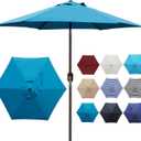 Blissun 7.5 ft Patio Umbrella, Yard Umbrella, Outdoor Market Umbrella with Push Button Tilt Crank (Cerulean)