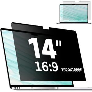 Magnetic Laptop Privacy Screen 14 Inch 16:9, Removable Matte Anti Glare Blue Light Filter - Computer Privacy Shield for 14in Laptop Protector