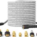 Giraffe Tools Pressure Washer Hose 100FT X 1/4", 3200 PSI Pressure Washing Hose, Kink Resistant, Heavy Duty Power Washer Hose, M22 to 3/8" Quick Connect Couplers for Replacement, 7 Accessories