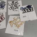 5 x Class of 2026 Cake Topper, Congrats Grad/You Did It, Congratulations High School College Graduation Party Decorations, Black and Blue Glitter, (Assorted )
