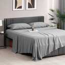 Z-hom Queen Bed Sheets Set - Cooling & Breathable Luxury Hotel Sheets & Pillowcases, Extra Soft, Wrinkle Free, Up to 16 inch, Grey