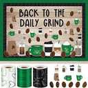 39 Pieces Coffee Classroom Decor Back to School Bulletin Board with 3 Roll 98.4ft Coffee Themed Bulletin Board Border Cutouts Set for School Classroom Party Decor DIY