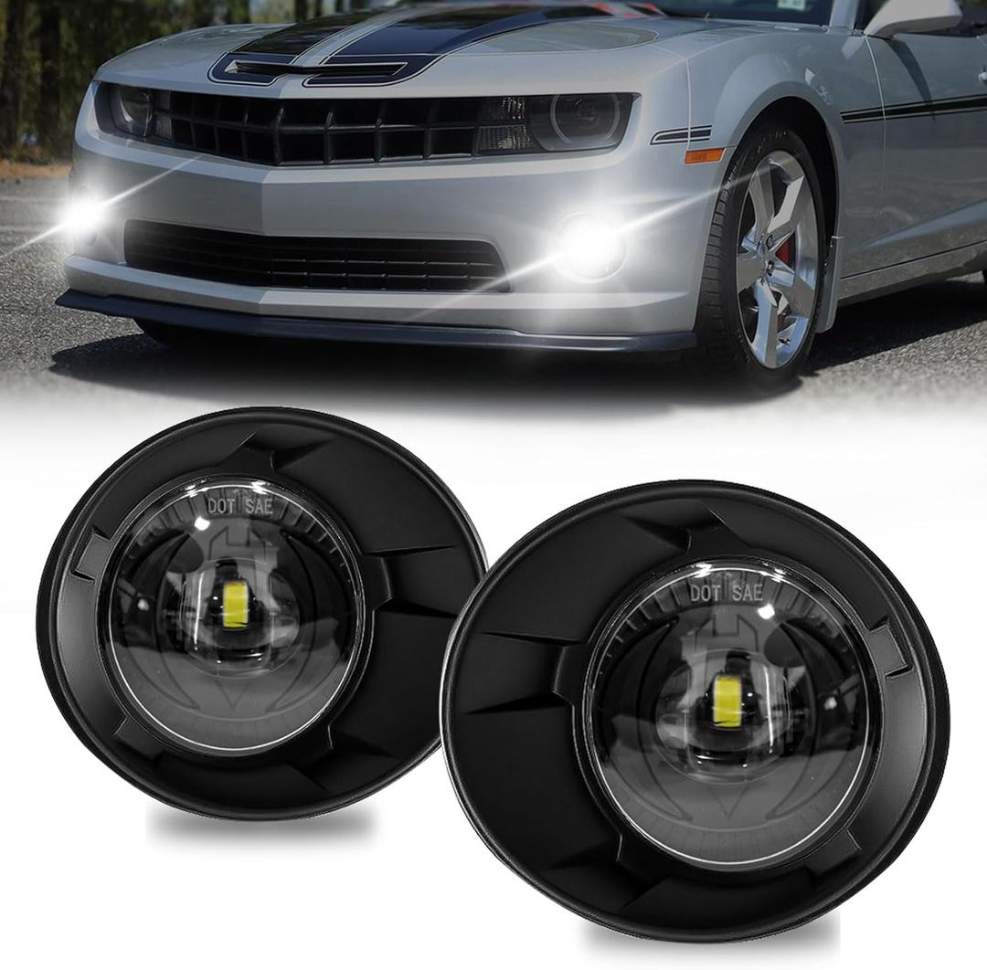 LED Fog Lights for 2010-2013 Chevrolet Camaro, Front Driving Fog Lamps Assembly Replacement Kit, Clear Lens1 Pair