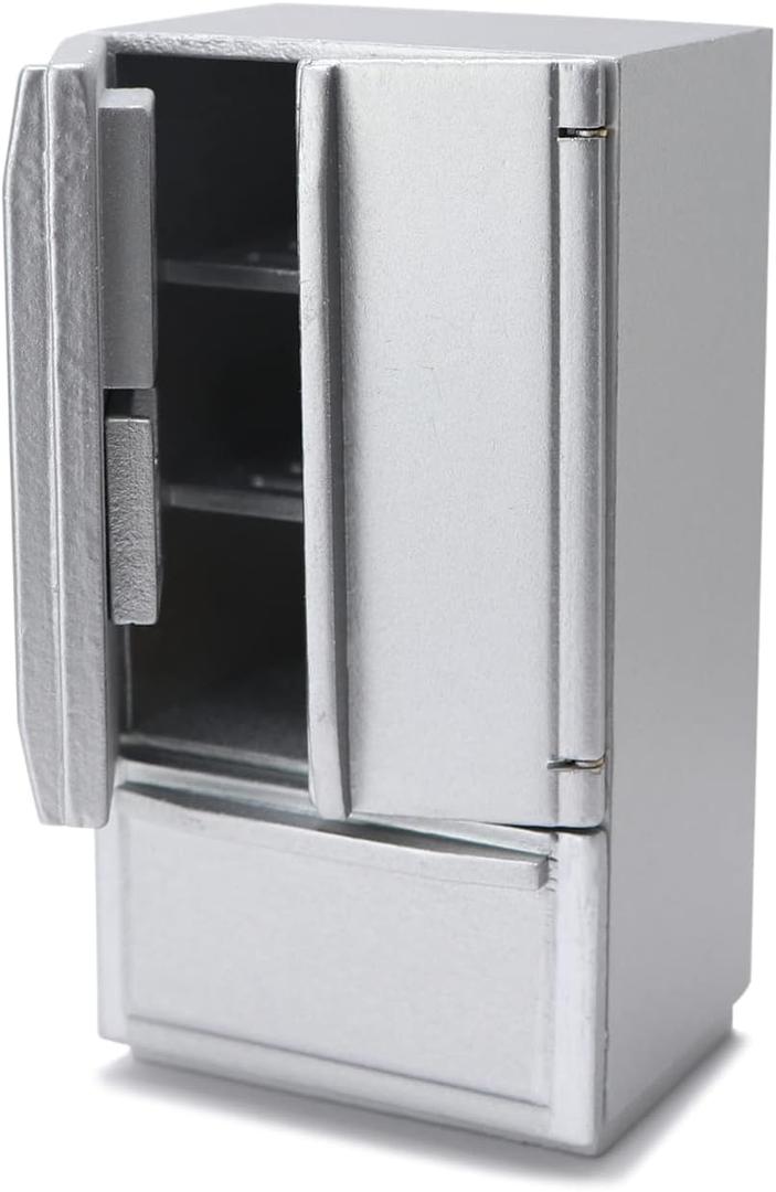 Miniature Dollhouse Fridge 1:12 Furniture Decoration Accessories Mini Refrigerator Kitchen Living Room Scene Model Ornaments(A-White)