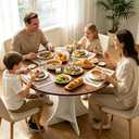 40" Modern Round Dining Table Circle Farmhouse Kitchen Table for 2-4 People Small Space Dining Room Table with Amber Top & Pedestal Base for Dining Room/Kitchen/Living Room