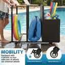 FDW Pool Float Storage Poolside Storage Bin Holder Storage Rack with Wheels PE Rattan Basket Open Compartments for Floaties Noodles Life Vests Beach Balls Equipment Cushions Patio furniture