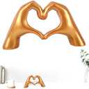 NQEUEPN Love Finger Modern Statue, Gold Heart Shaped Hand Sculpture for Bohemian Wedding Decoration, Living Room Shelf Sculpture Home Decoration for Valentines Day Art Gifts Pack of 4