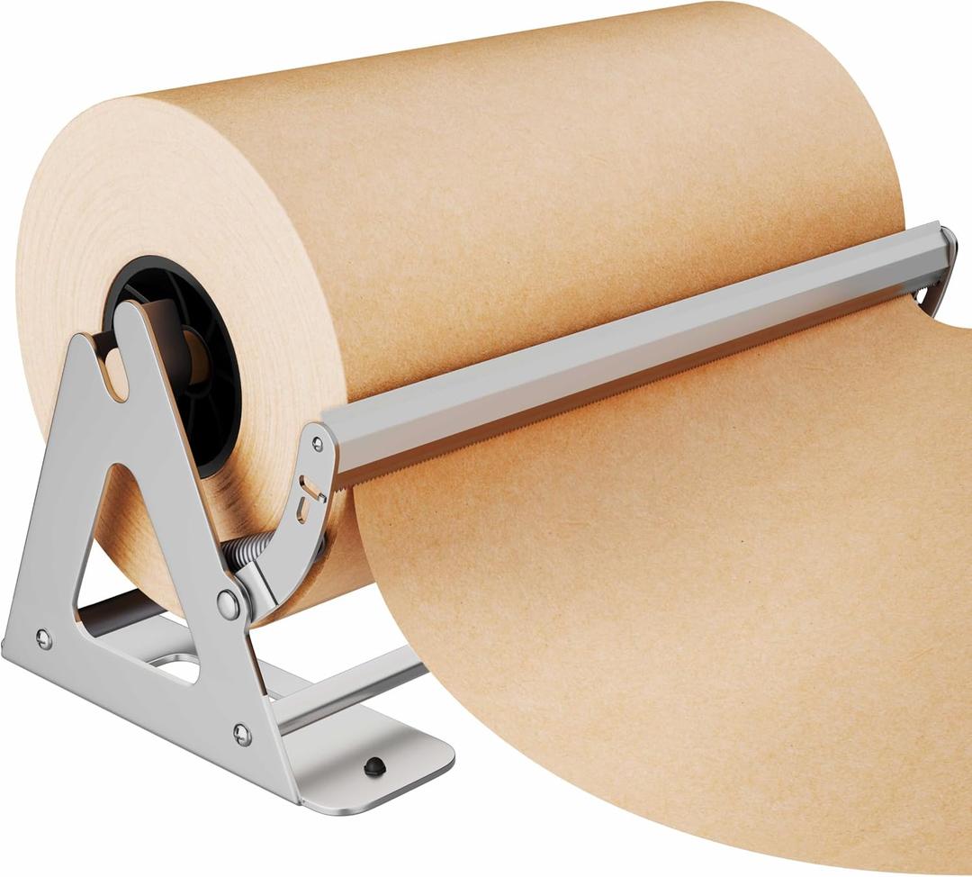 DIY Crew 18 Inch Paper Roll Dispenser and Cutter - Heavy-Duty Wall Mountable, Non Slip Tabletop - Kraft, Freezer, Butcher Paper - Up to 1000ft Rolls