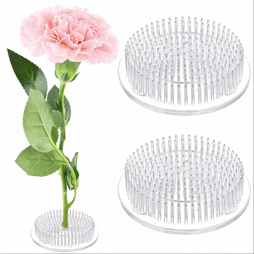 Waydress 2 Pcs 2.8 Inch Plastic Flower Frog Flower Pins Floral Frog for Arrangements Vase Japanese Ikebana Kenzan Floral Arrangement for Crafts Fixed Tools, Wedding Decor, Mother's Day Gifts (Clear)