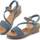 Aomigoct Wedge Sandals for Women Dressy: Comfortable Strappy Womens Platform Sandals - Casual Summer Wedding Walking Shoes 39