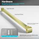 Frameless Shower Door Support Bar, Stainless Steel Wall-to-Glass Support Arm to Fixed Shower Glass Panel, for 1/4"-3/8" (6-10 mm) Door, 180° Pivot & Stow-Flat Mode (Brushed Gold, 35.4-inch(900mm))