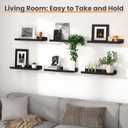 upsimples Floating Shelves for Wall, Wall Shelves for Decor Storage Set of 6, Wall Mounted Wood Shelf for Bedroom, Living Room, Bathroom, Kitchen, Picture Ledge Shelf, Black