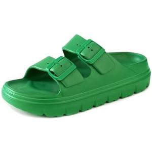 Womens Platform Sandals with Arch Support, Summer Beach Slides with Adjustable Buckle, Comfort Lightweight Chunky Cushion Slip on Sandal 8