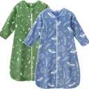 Fleece Baby Sleep Sack 18-24 Months Long Sleeve 2.0 Tog Baby Wearable Blanket with 2-Way Zipper Warm Sleeping Sack for Toddler Infant - XLarge Blue Green Planet