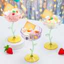 HKSZEH 24 Pcs Purple Plastic Ribbed Coupe Glasses Detachable 7oz Flower Cocktail Glasses Modern Wavy Plastic Cocktail Coupes Disposable Martini Glasses Mimosa Glassware champagne goblets (24, Purple)